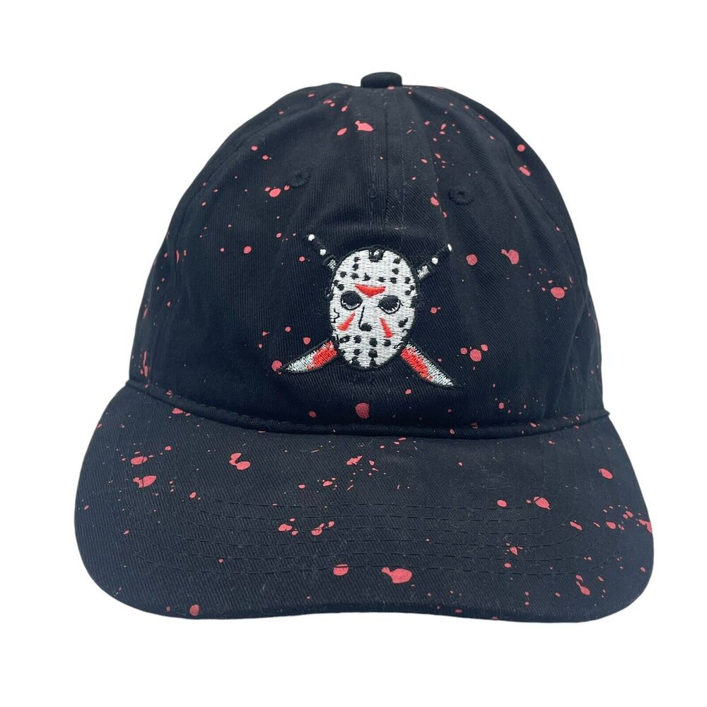 Jason Hat Friday the 13th Blood Splattered Black Strapback OSFM Adjustable